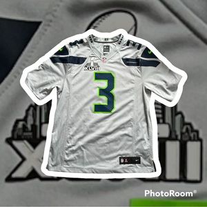Russell Wilson Super Bowl Jersey Grey Colorway #3 Seattle Seahawks